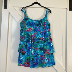 Inches Away one piece swimsuit tiered swim dress size 16 adjustable straps